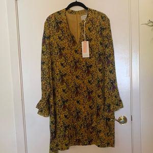 100% silk Madewell floral ruffled mini dress